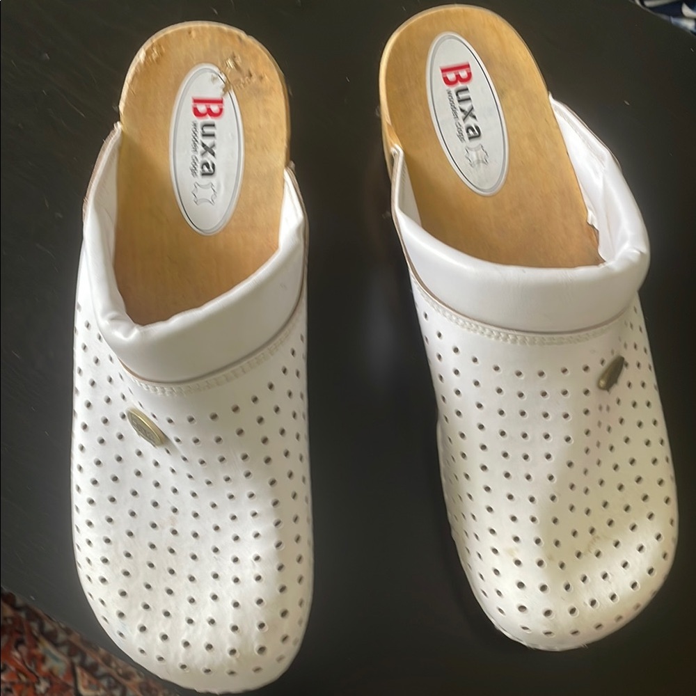White Slip-On Mules with Perforated Design